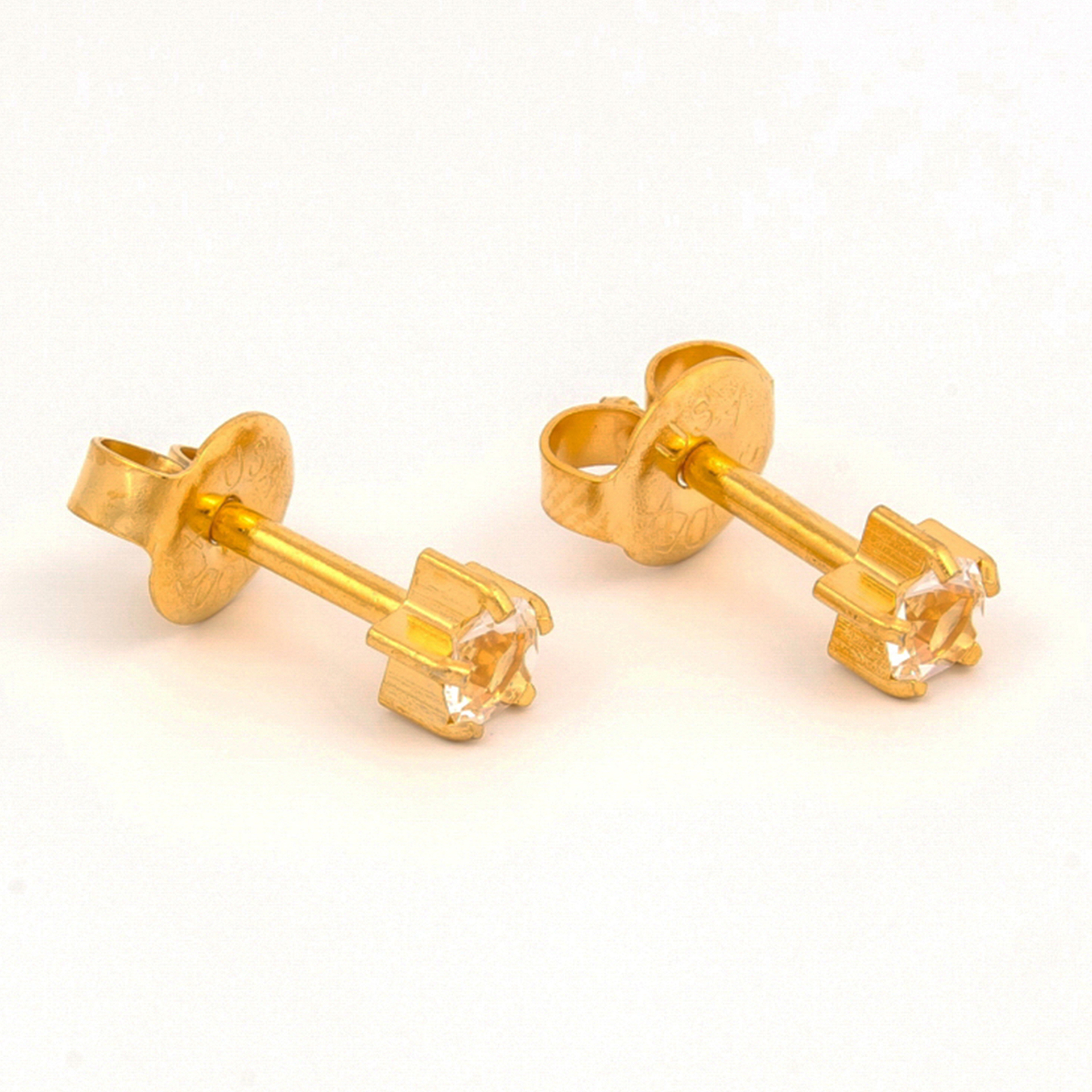 Studex Select Large Gold-Plated April Crystal Tiffany Earrings