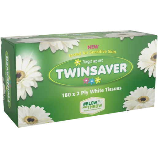 Twinsaver 2-Ply White Tissues 180 Sheets