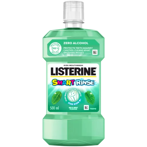Listerine Kids Smart Rinse Mint Mouthwash 500ml