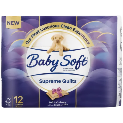 Baby Soft Supreme Quilts Toilet Paper 12 Roll Pack