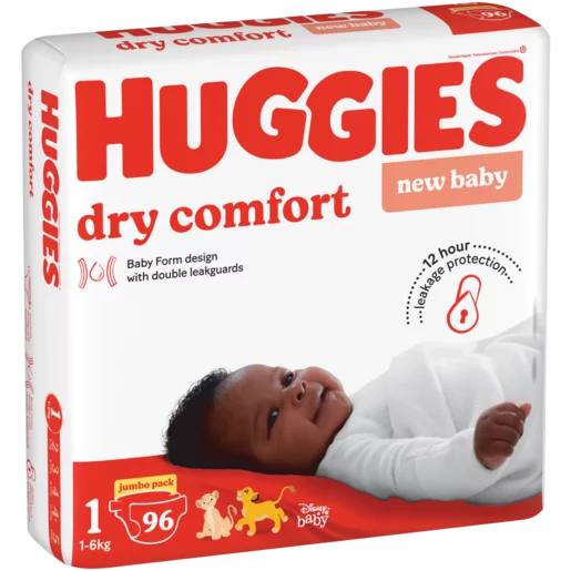 Huggies Dry Comfort Jumbo Size 1 Nappies Pack of 96