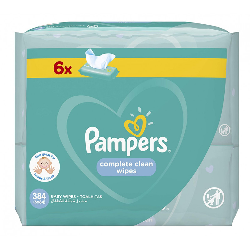 Pampers Baby Wipes Fresh 6 Pack Bundle 384 Wipes