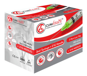 Clini Health Syringe 3ml with 21G Needle 100 Pack