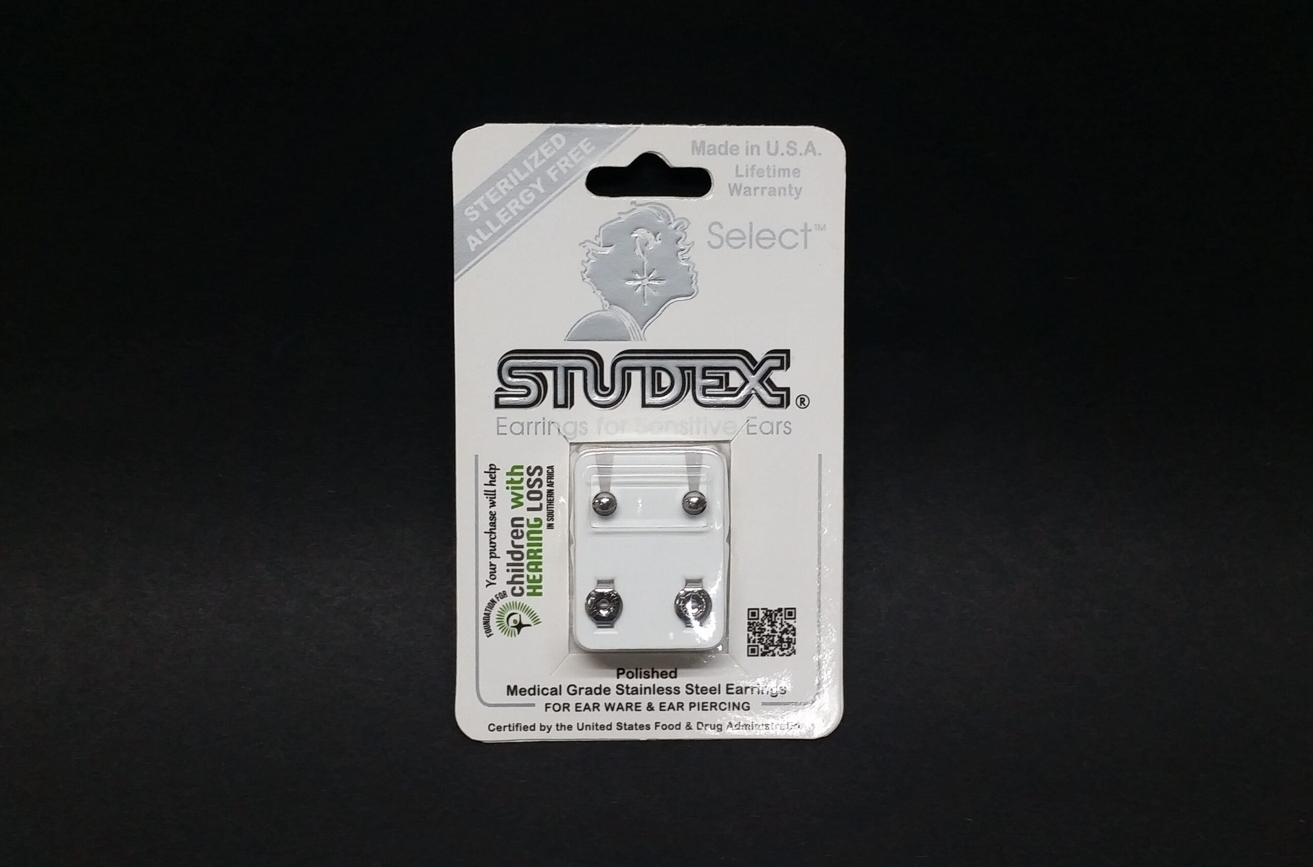 Studex Nose Screw Ball Crystal Retainer Stainless Steel 1mm