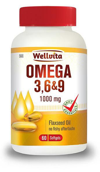 Wellvita Omega 3, 6 and 9 1000mg Softgel Capsules 60 Pack