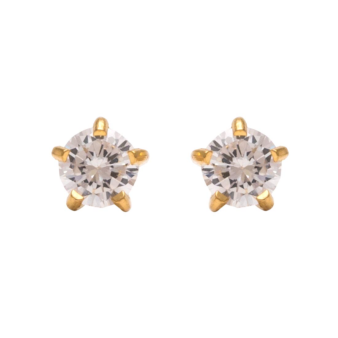 Studex Sensitive 6mm Gold-Plated Cubic Zirconia Earrings