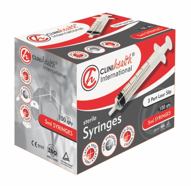 Clinihealth Syringe 5ML 3-Part Luer Slip 100 Pack