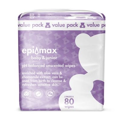 Epi-Max Baby & Junior Sensitive Wipes 80 x 3
