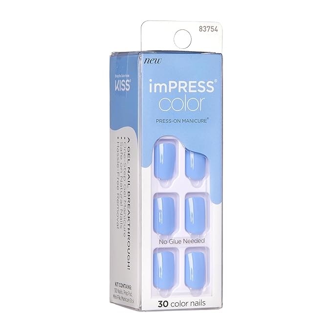 Kiss Impress Nails Clear Baby Why So Blue 30-Pack