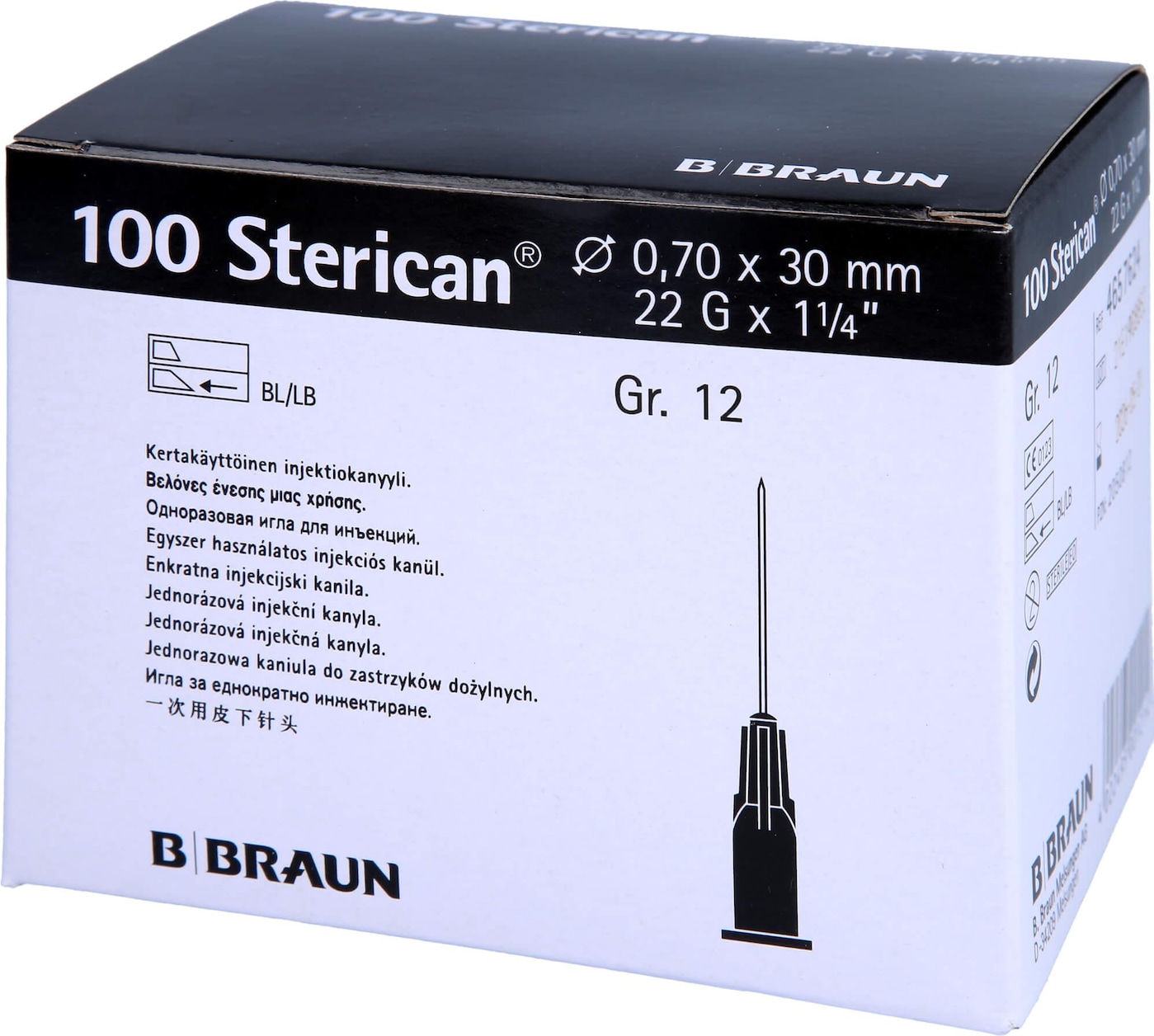 Needle 22G x 30mm Black 100 Pack