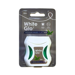 White Glo Premium Flat Tape Waxed Dental Floss 50m