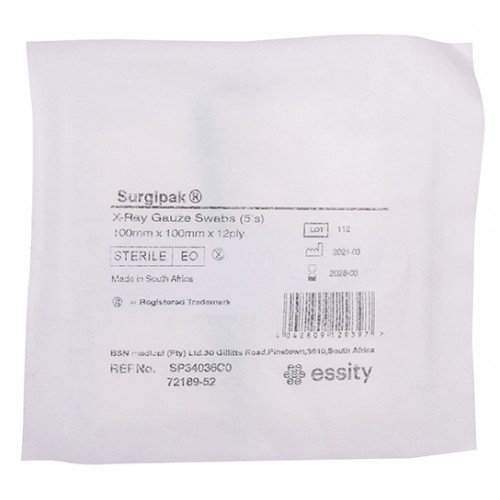 Gauze 100x100cm 12-Ply Sterile X-Ray Pack 5