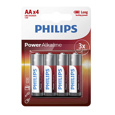 Philips Power Alkaline AA Batteries 4 Pack