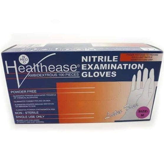 Healthease Nitrile Examination Gloves Powder Free 100 Pack