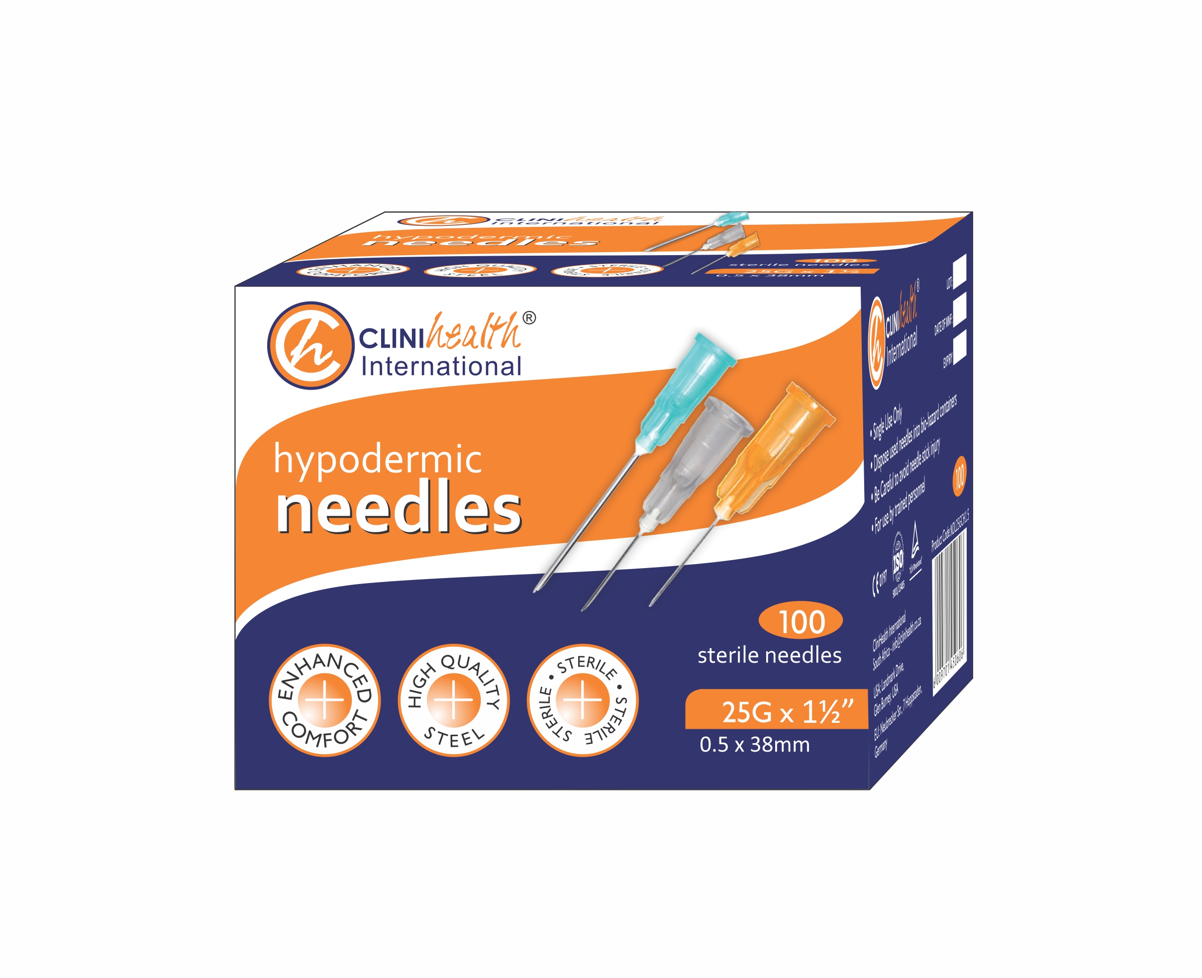Clinihealth Needle 25G x 38mm Pack of 100